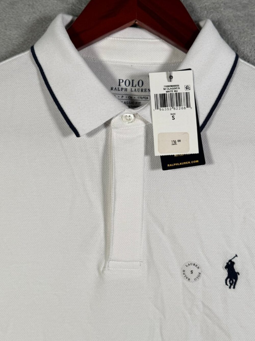 Polo Ralph Lauren Shirt Mens S White Classic Fit Tipped Short Sleeve Pony $120
